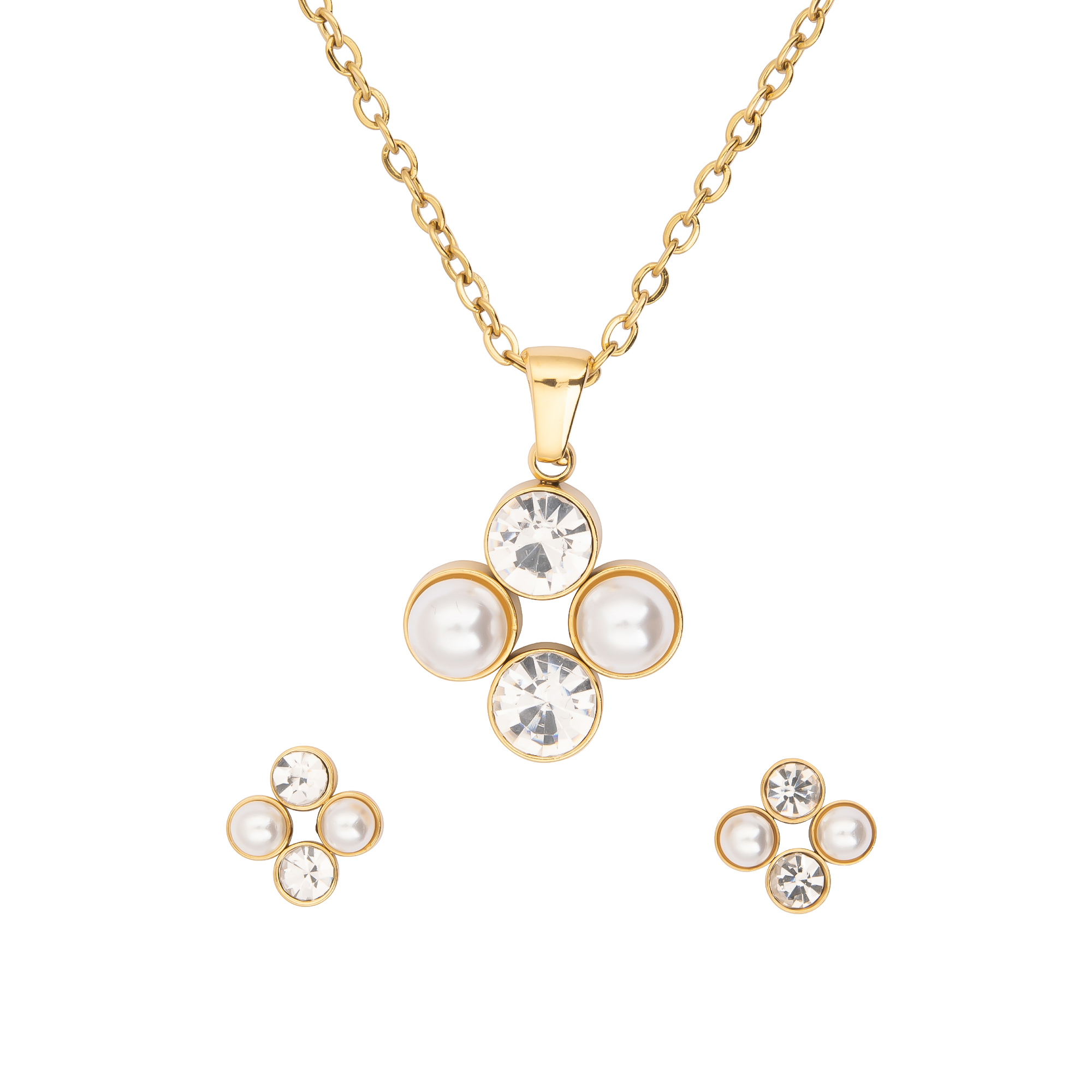 K.V. Fuchs Design Schmuck Damen Edelstahl Set mit Anhänger und Ohrstecker mit Zirkonia »ED-Set-4909«