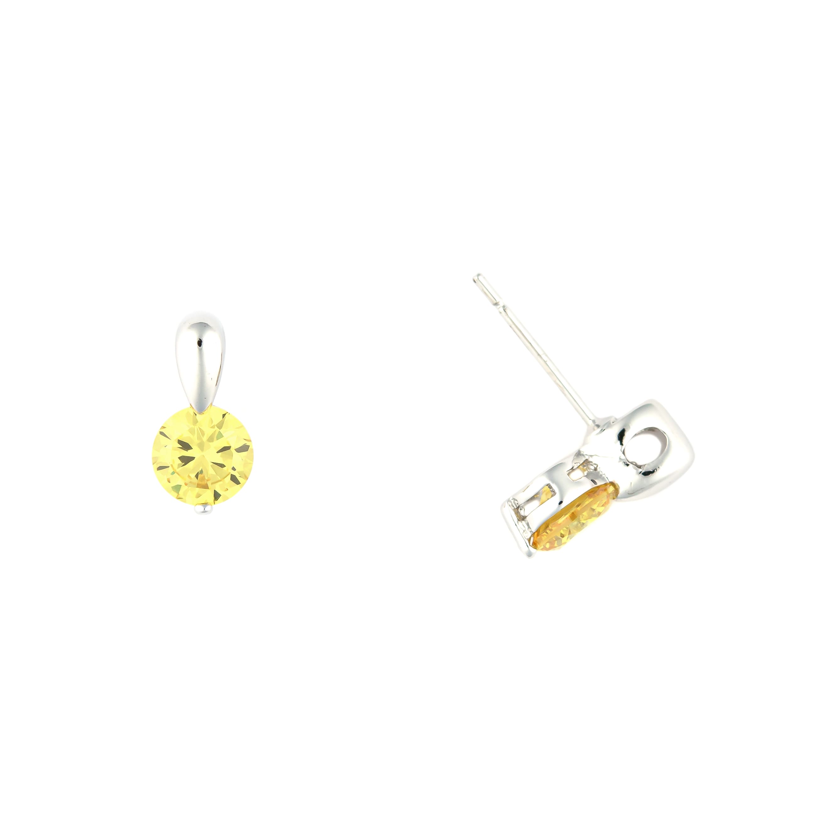 K.V. Fuchs Design Schmuck Damen runde Ohrstecker in silber mit Zirkonia in gelb »O-1211«