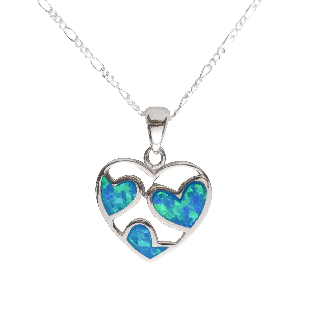 K.V. Fuchs Design Schmuck Damen Silberkette 925 Sterling Silver mit Recon-Opal Herzen Anhänger in blau »OP-4901«