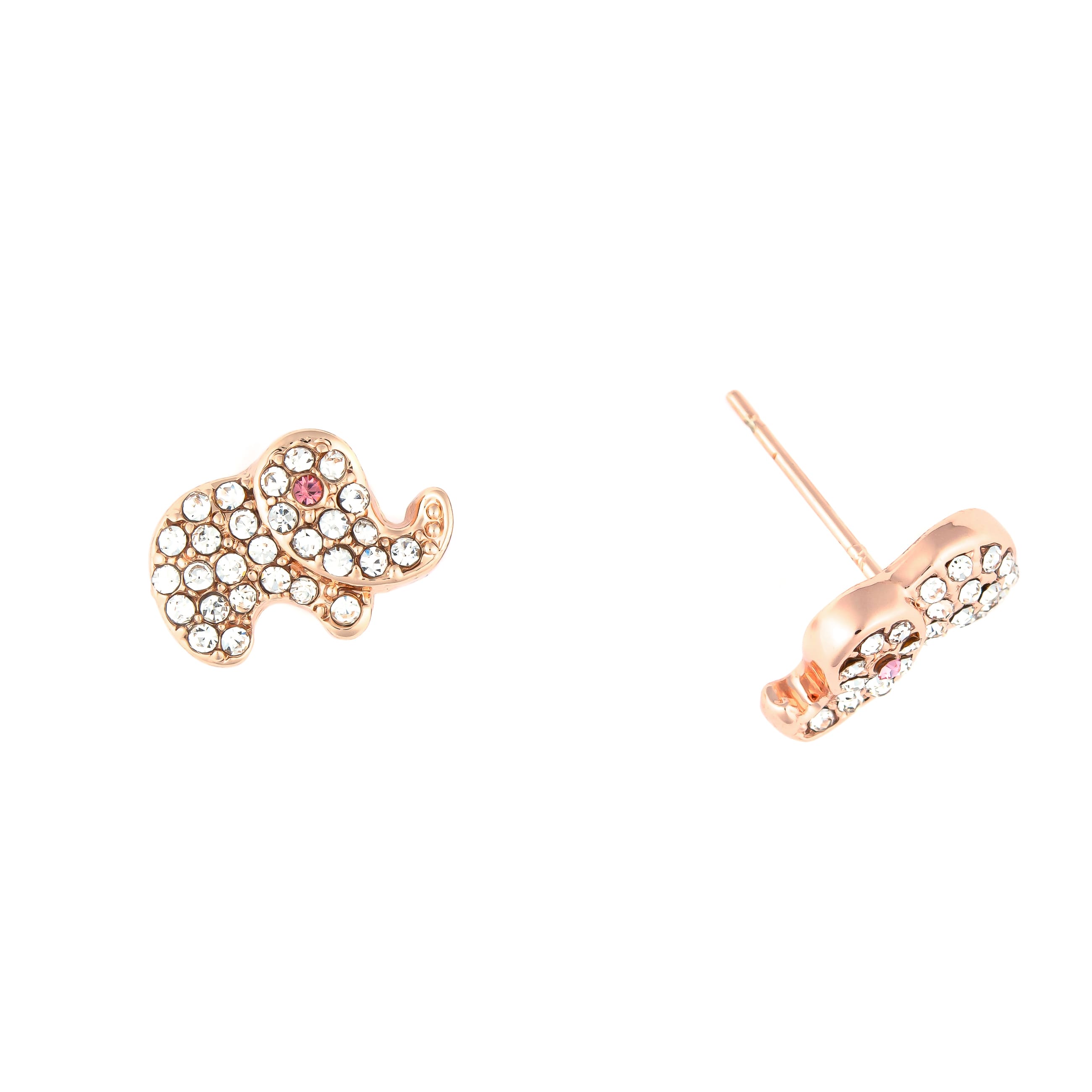 K.V. Fuchs Design Schmuck Damen Elefanten Ohrstecker in rotgold mit Zirkonia in weiß »O-1243«
