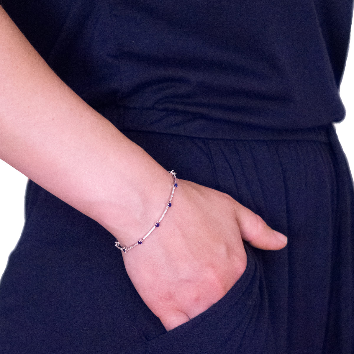 K.V. Fuchs Design Schmuck Damen Armband in silber mit Zirkonia in saphirblau-weiß »A-22-21«