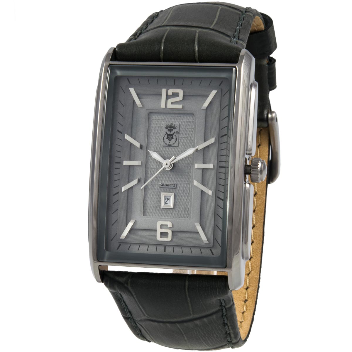 K.V. Fuchs Design Herren Quarzuhr analog Armbanduhr in grau mit Lederarmband in grau »U-79-08-Grau«