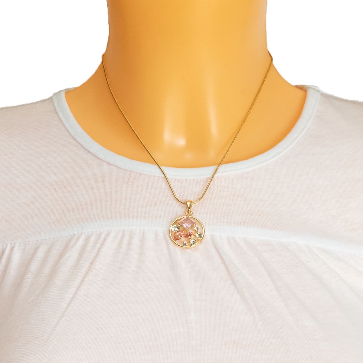 K.V. Fuchs Design Schmuck Damen Halskette in gold mit Schmucksteinen in rosa und Zirkonia in weiß »K-1705«