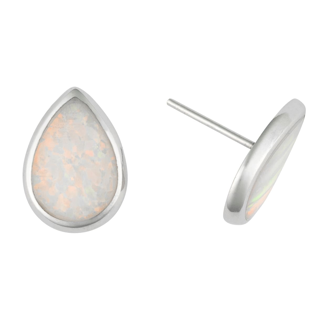 K.V. Fuchs Design Schmuck Damen Tropfen Silber Ohrstecker 925 Sterlingsilber mit Recon-Opal in weiß »O-OP-5903«