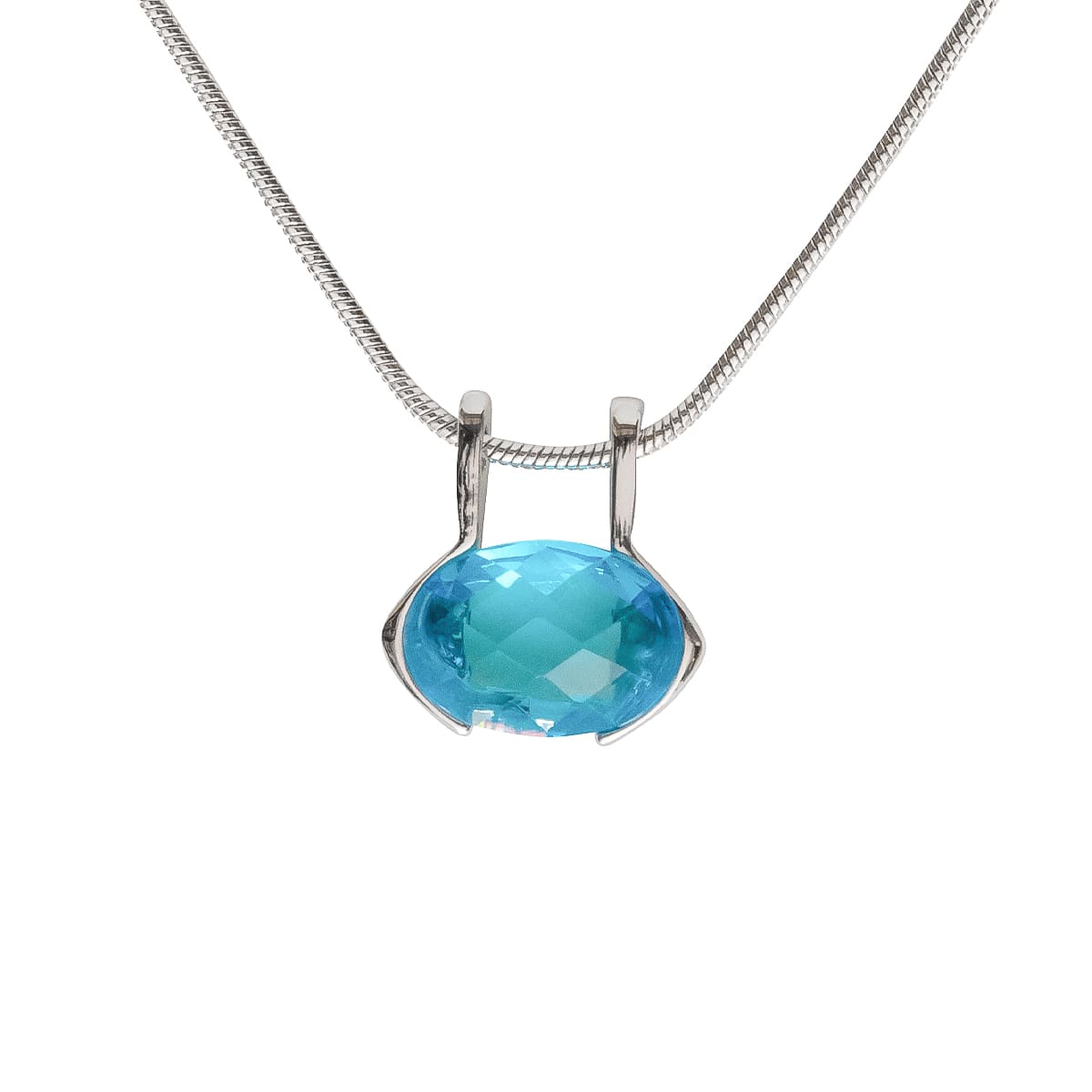 K.V. Fuchs Design Schmuck Damen Halskette in silber mit Schmuckstein in blau »Aqua«