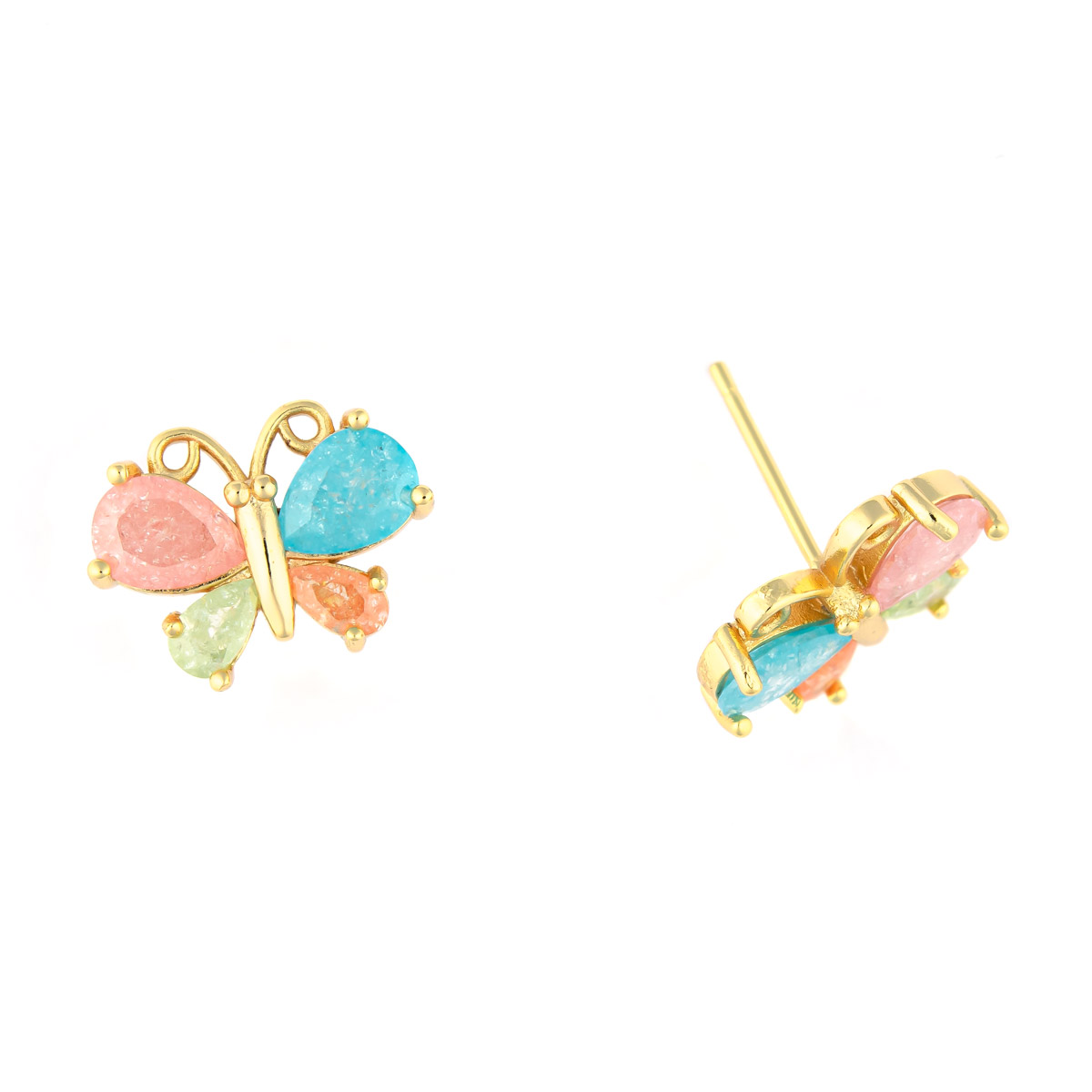 K.V. Fuchs Design Schmuck Damen Schmetterling Ohrstecker in gold mit Schmucksteinen in blau, grün, orange, rosa »O-1531« K.V. Fuchs Design Schmuck Damen Schmetterling Ohrstecker in gold mit Schmucksteinen in blau, grün, orange, rosa »O-1531«