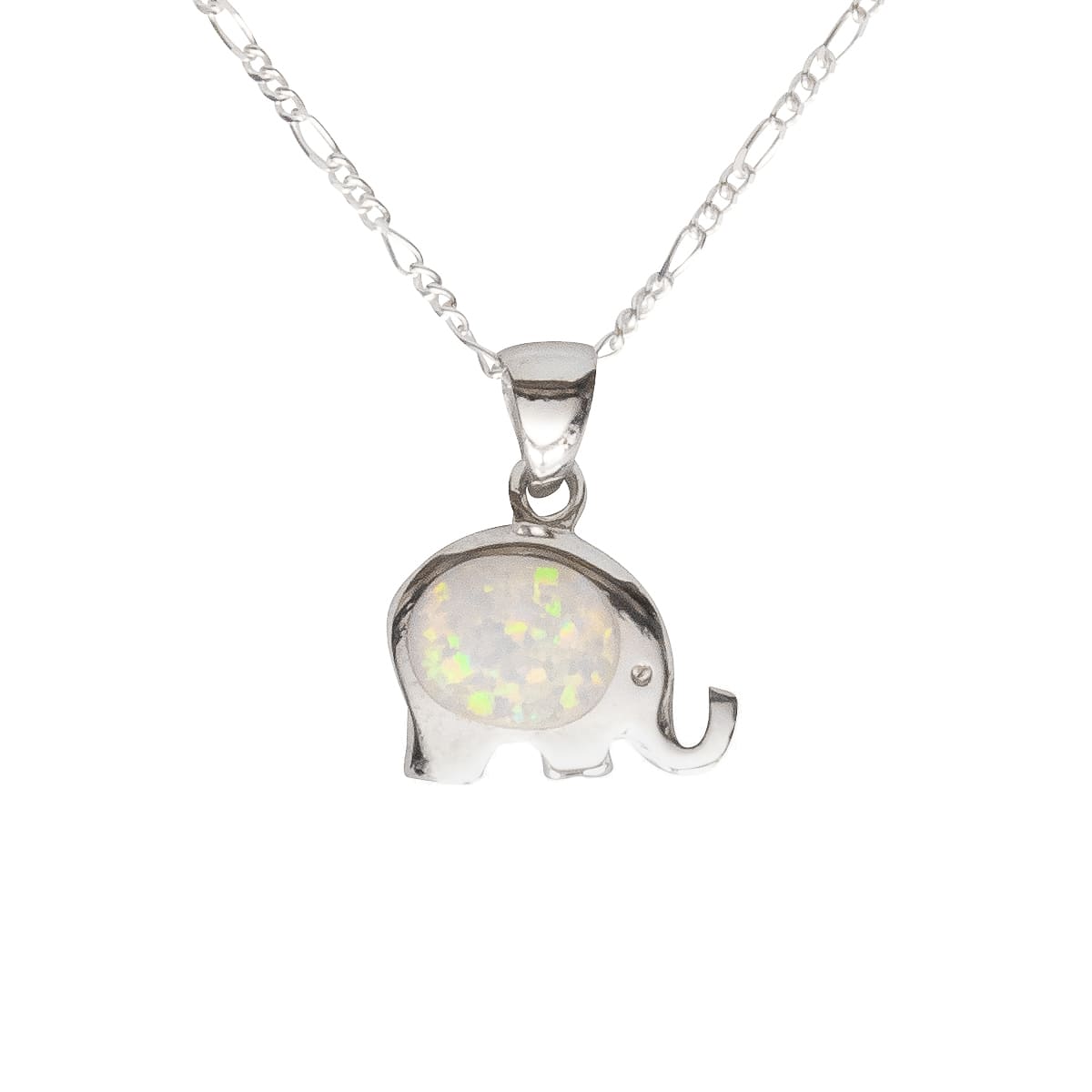 K.V. Fuchs Design Schmuck Damen Silberkette 925 Sterling Silver mit Recon-Opal Elefant Anhänger in weiß »OP-4903«