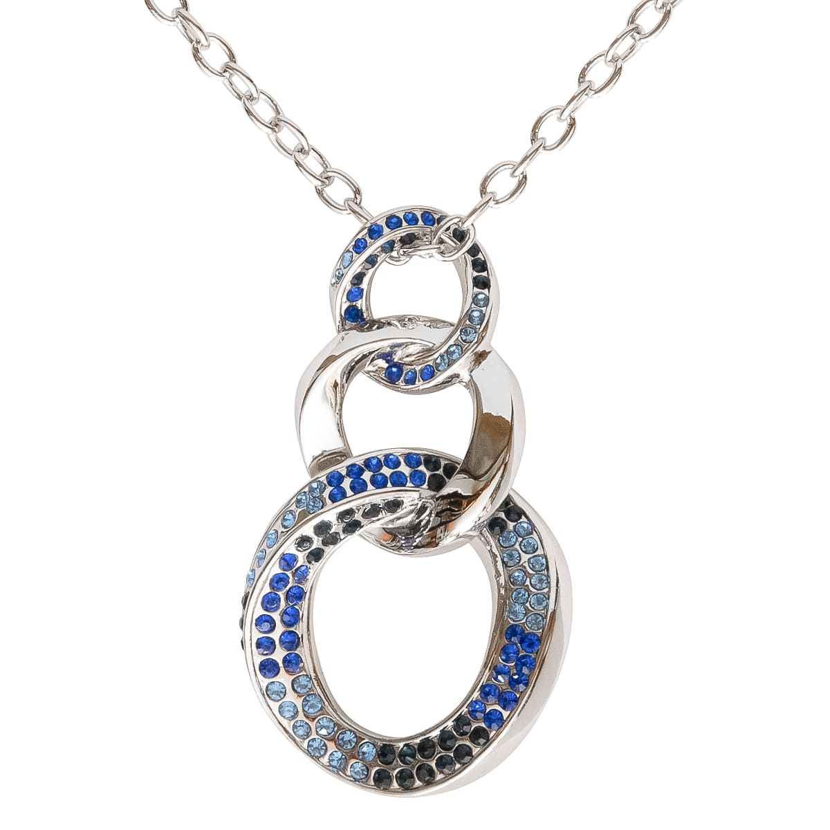 K.V. Fuchs Design Schmuck Damen Halskette in silber, Kreise mit Zirkonia in blau »K-2924«