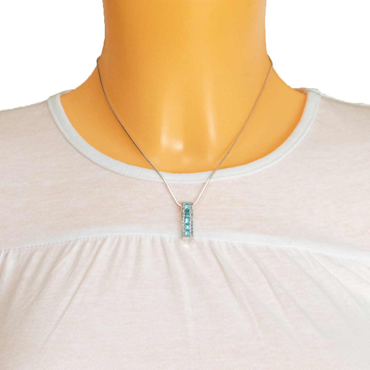 K.V. Fuchs Design Schmuck Damen Halskette in silber mit Schmucksteinen in blau und Zirkonia in weiß »K-1701«