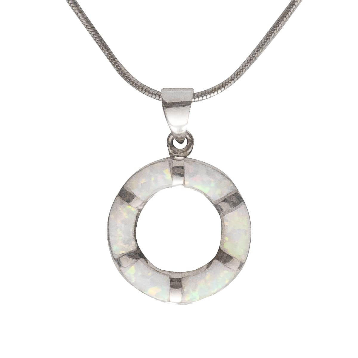 K.V. Fuchs Design Schmuck Damen Silberkette 925 Sterling Silver mit Recon-Opal Rettungsring Anhänger in weiß »OP-7908« K.V. Fuchs Design Schmuck Damen Silberkette 925 Sterling Silver mit Recon-Opal Rettungsring Anhänger in weiß »OP-7908«
