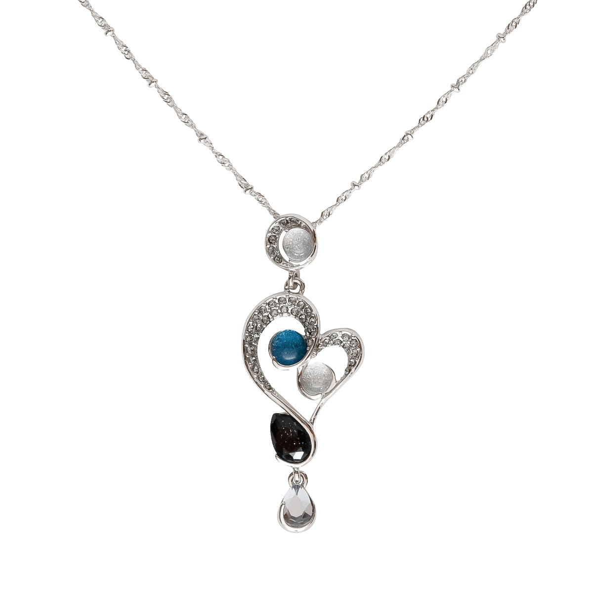 K.V. Fuchs Design Schmuck Damen Halskette in silber mit Schmucksteinen in blau, violett, weiß und Zirkonia in weiß »K-1706«