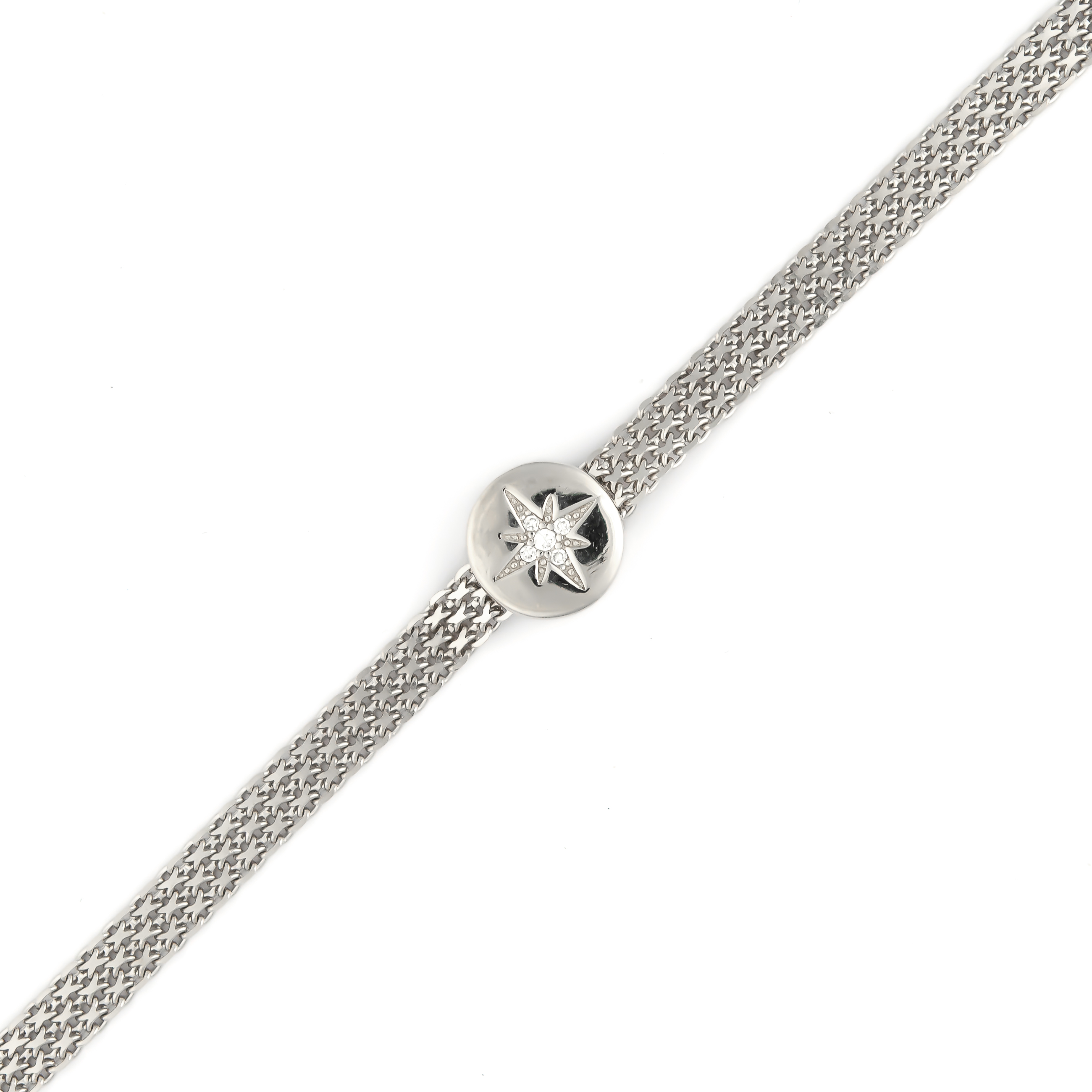 K.V. Fuchs Design Schmuck Damen Silberarmband 925 Sterling Silver mit Kreis und Stern mit Zirkonia in weiß »A-49-01«