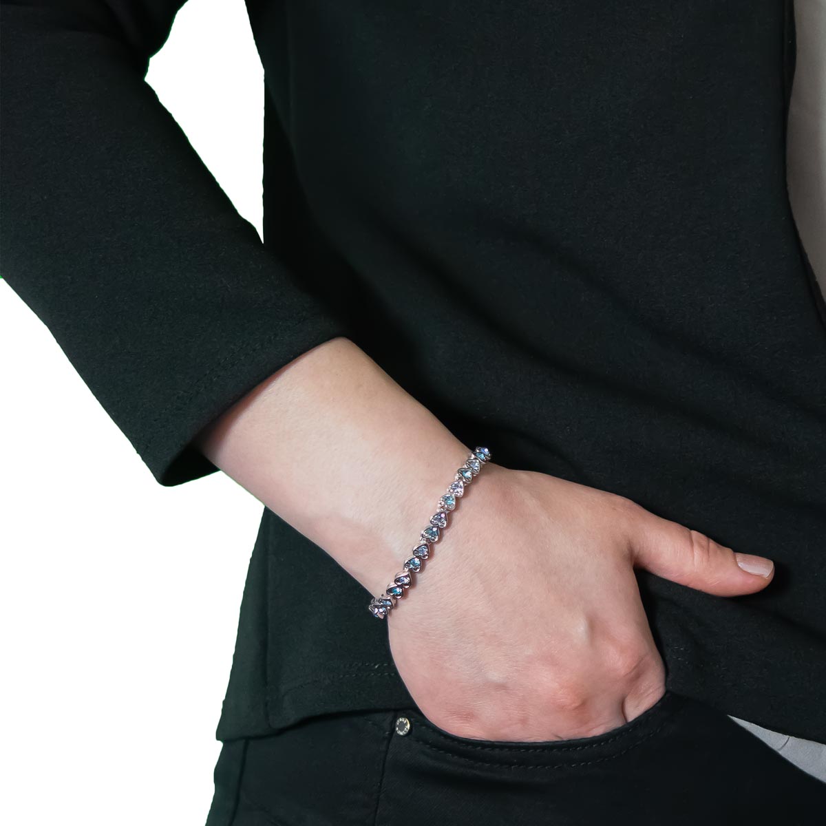K.V. Fuchs Design Schmuck Damen Armband Herzform in silber mit Zirkonia in blau »A-22-07« K.V. Fuchs Design Schmuck Damen Armband Herzform in silber mit Zirkonia in blau »A-22-07«
