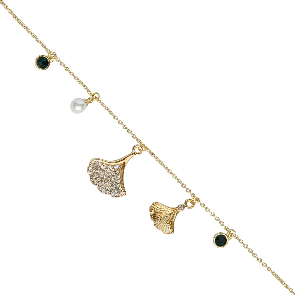 K.V. Fuchs Design Schmuck Damen Armband mit Ginkgo-Blättern in gold mit Zirkonia in weiß und Perle in weiß »A-22-39« K.V. Fuchs Design Schmuck Damen Armband mit Ginkgo-Blättern in gold mit Zirkonia in weiß und Perle in weiß »A-22-39«