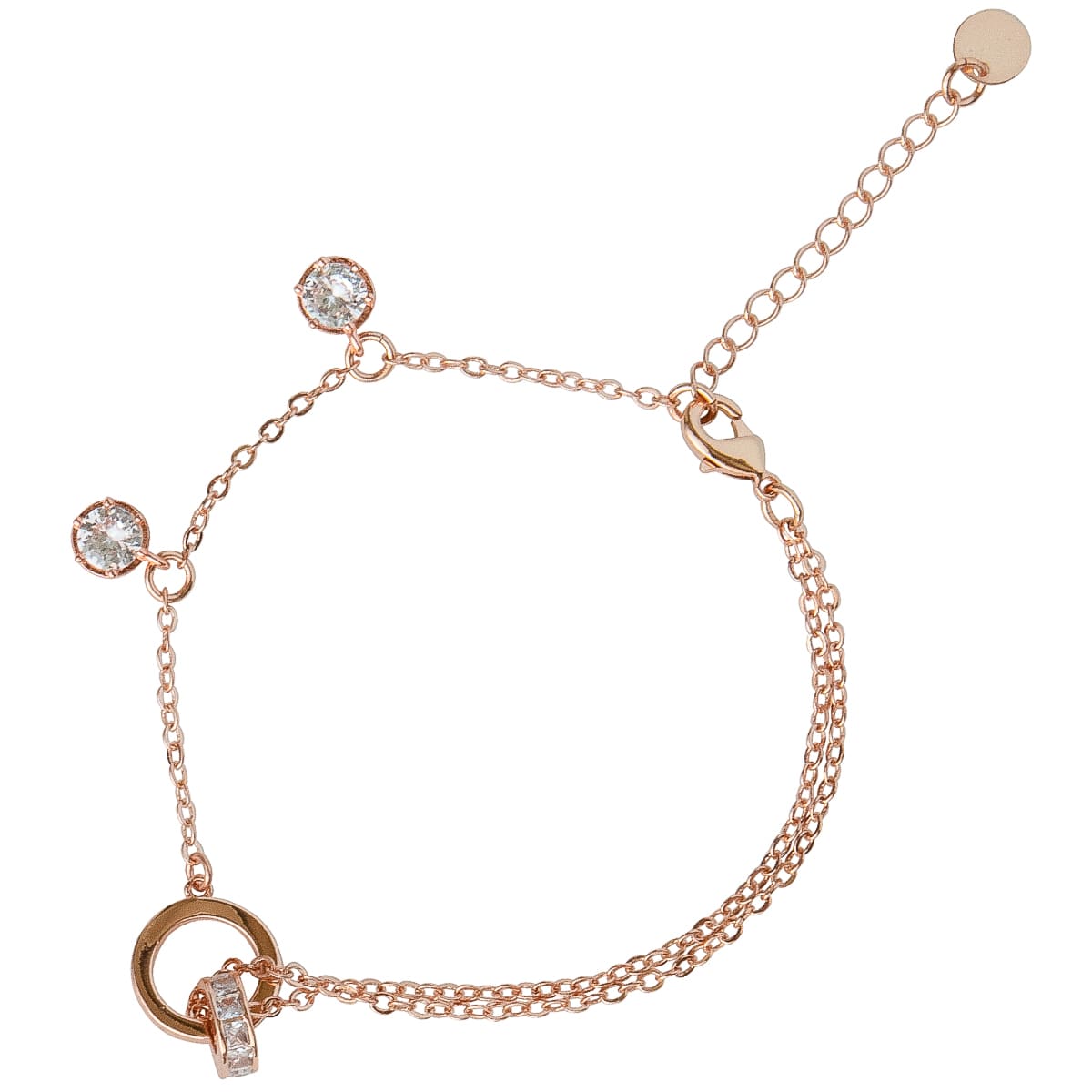 K.V. Fuchs Design Schmuck Damen Armband mit verbundenen Ringen in rotgold mit Zirkonia in weiß »A-22-59«