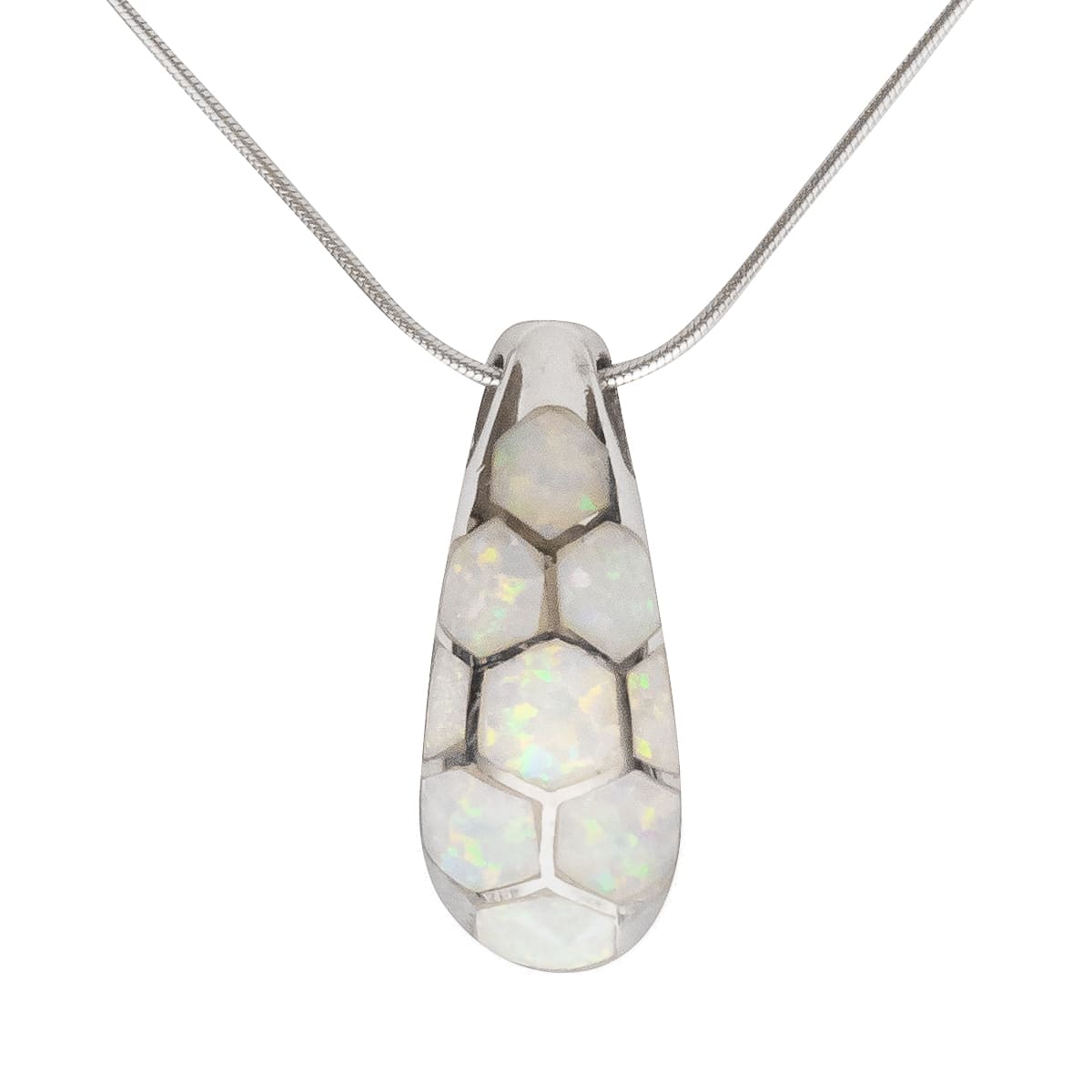 K.V. Fuchs Design Schmuck Damen Silberkette 925 Sterling Silver mit Recon-Opal Anhänger in weiß »OP-7903« K.V. Fuchs Design Schmuck Damen Silberkette 925 Sterling Silver mit Recon-Opal Anhänger in weiß »OP-7903«