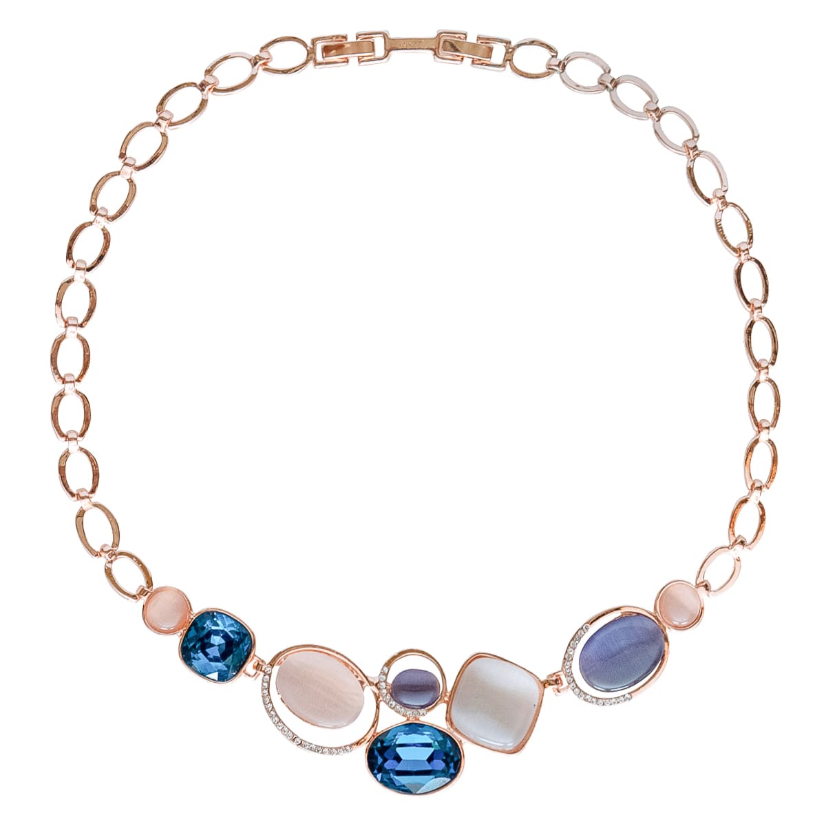 K.V. Fuchs Design Schmuck Damen Collier in rotgold mit Schmucksteinen in blau, mondstein, violett und Zirkonia in weiß »Classic 5013« K.V. Fuchs Design Schmuck Damen Collier in rotgold mit Schmucksteinen in blau, mondstein, violett und Zirkonia in weiß »Classic 5013«