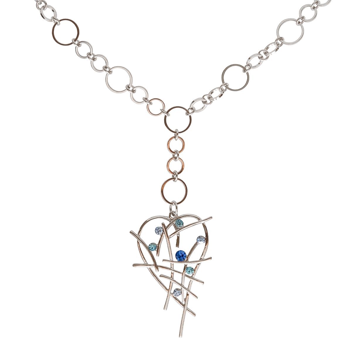K.V. Fuchs Design Schmuck Damen Halskette in silber, Anhänger Herzform mit Zirkonia in blau »K-2429«