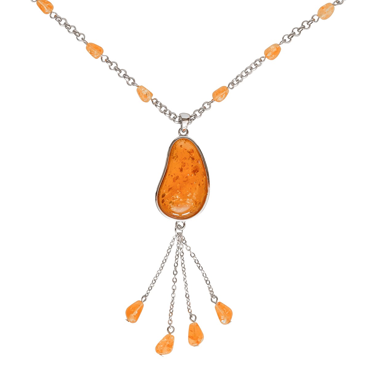 K.V. Fuchs Design Schmuck Damen Halskette in silber mit Schmucksteinen in leuchtendem orange »K-2430«