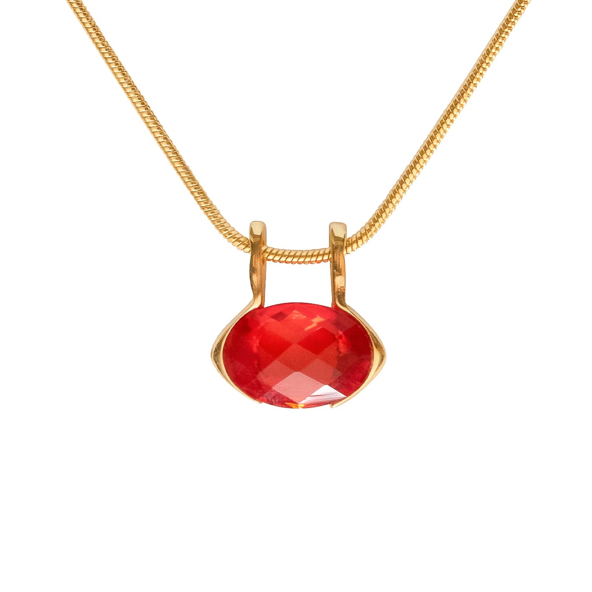 K.V. Fuchs Design Schmuck Damen Halskette in gold mit Schmuckstein in rot »Aqua«