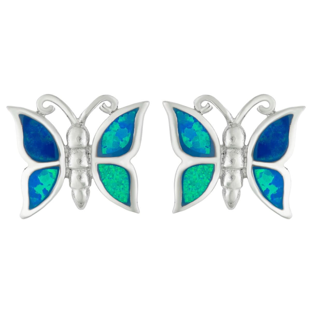 K.V. Fuchs Design Schmuck Damen Schmetterling Silber Ohrstecker 925 Sterlingsilber mit Recon-Opal in blau »O-OP-5907«