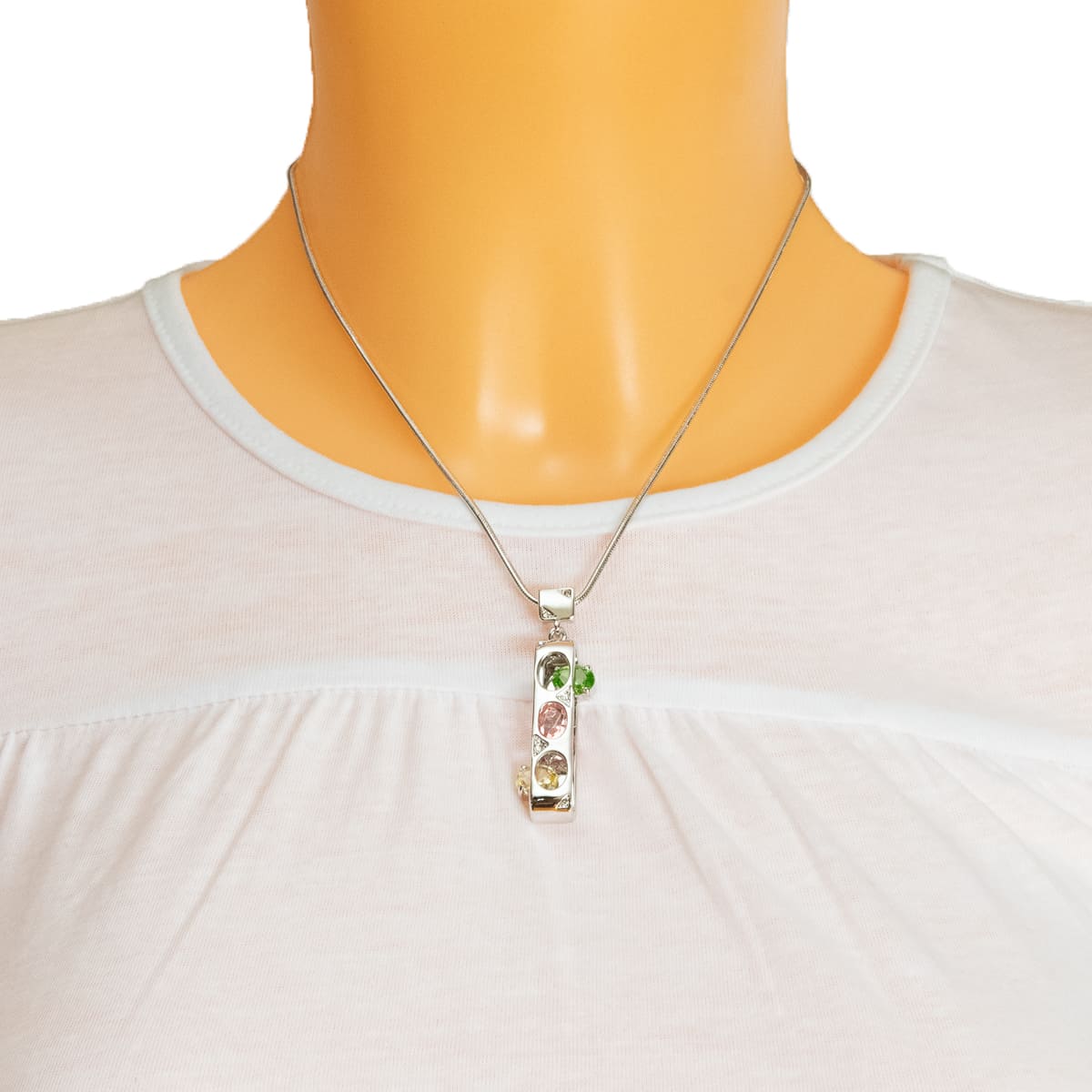 K.V. Fuchs Design Schmuck Damen Halskette in silber mit Schmucksteinen in gelb, grün, rosa und Zirkonia in weiß »K-1702«