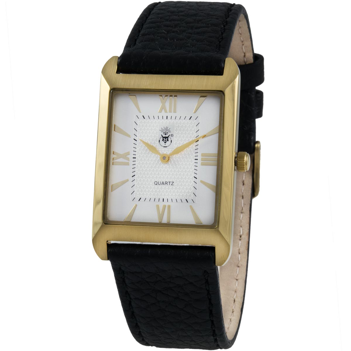 K.V. Fuchs Design Herren Quarzuhr analog Armbanduhr in gold, weiss mit Lederarmband in schwarz »U-39-08-Schwarz-Weiss«