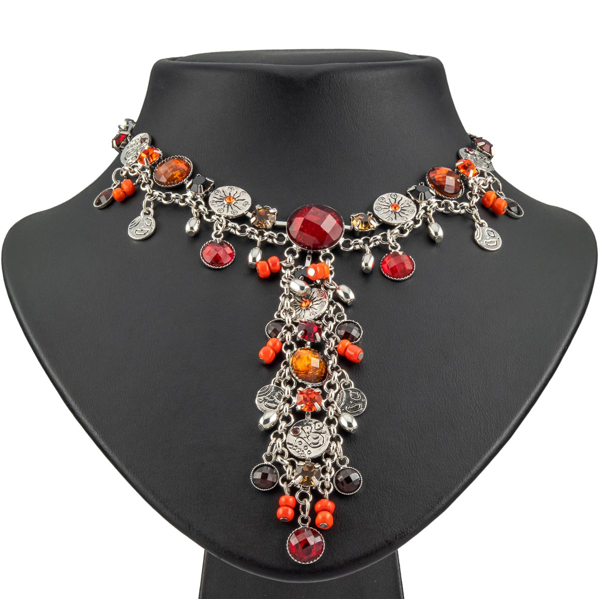 K.V. Fuchs Design Schmuck Damen Halskette in silber mit Schmuckstein in braun, rot »K-3011«