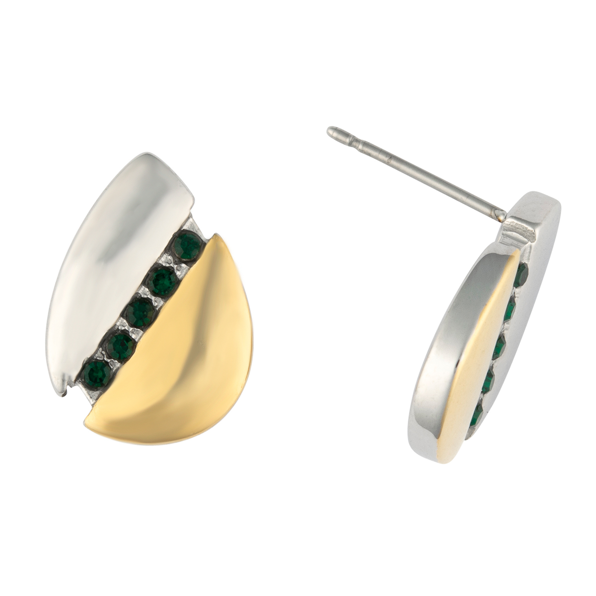 K.V. Fuchs Design Schmuck Damen Edelstahl Ohrstecker in bicolor, gold, silber mit Zirkonia in grün »O-ED-1902«