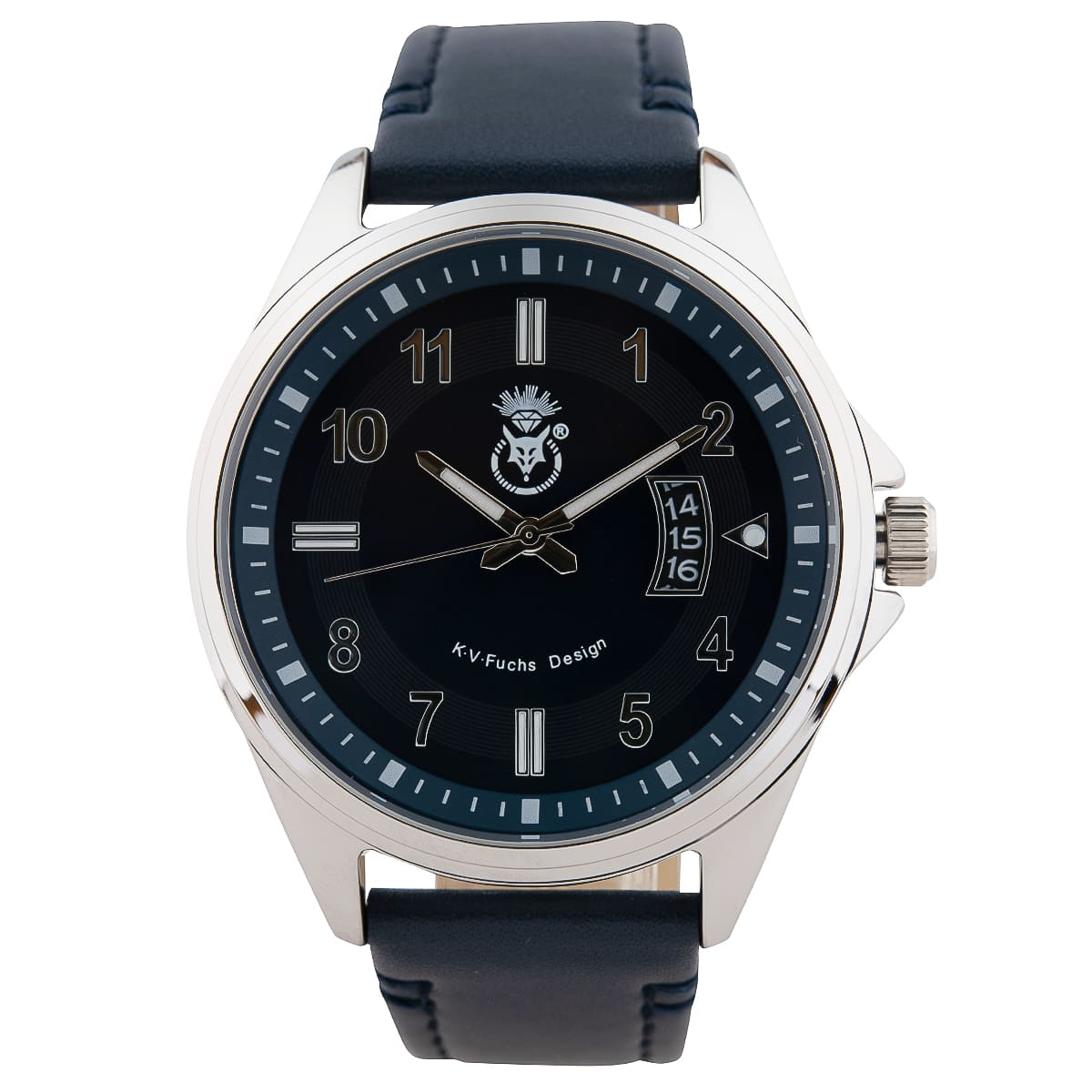 K.V. Fuchs Design Herren Quarzuhr analog Armbanduhr in blau, silber mit Lederarmband in blau »U-69-06-Blau-Silber« K.V. Fuchs Design Herren Quarzuhr analog Armbanduhr in blau, silber mit Lederarmband in blau »U-69-06-Blau-Silber«