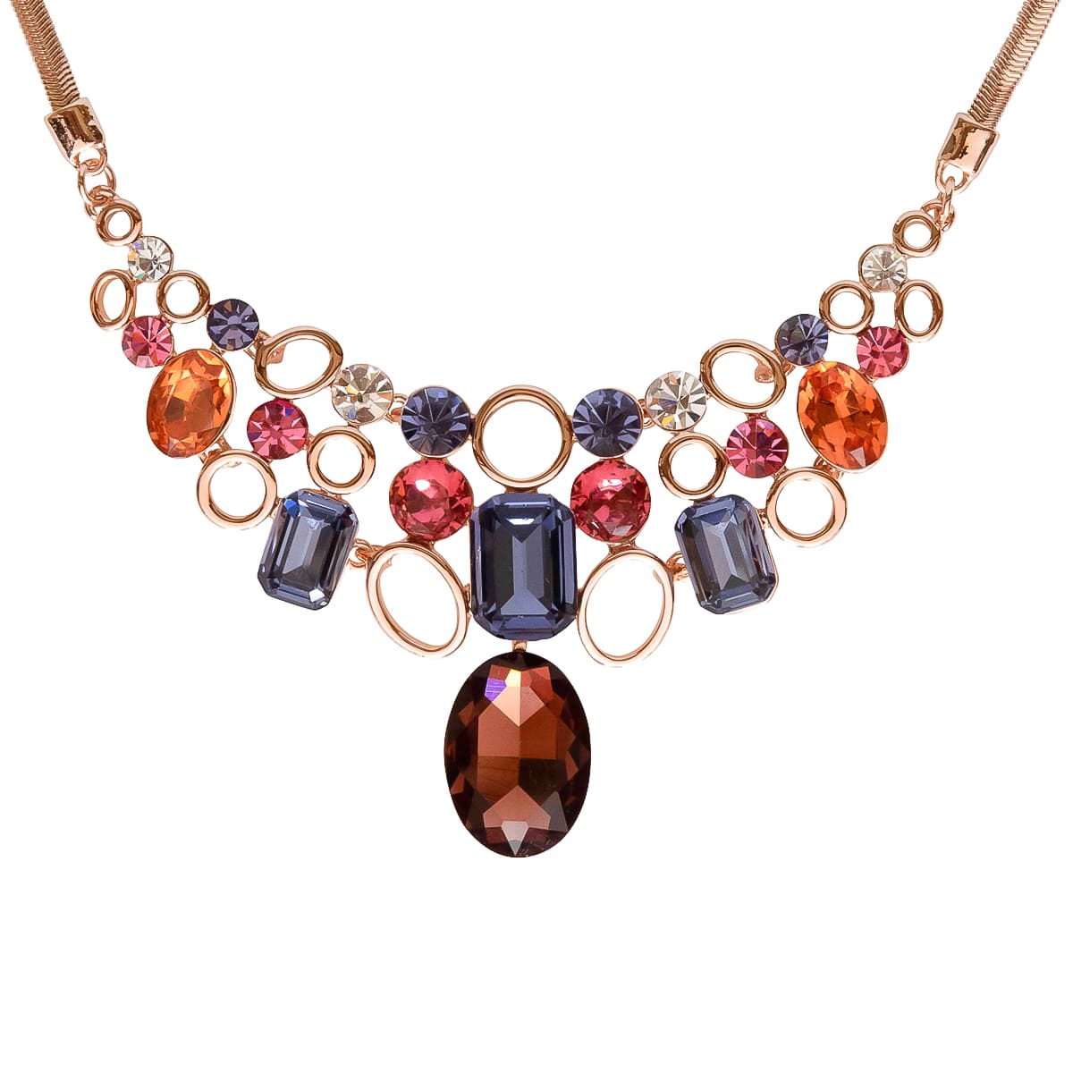 K.V. Fuchs Design Schmuck Damen Collier in rotgold mit Schmucksteinen in orange, pink, rot, violett, weiß »Selection 02«
