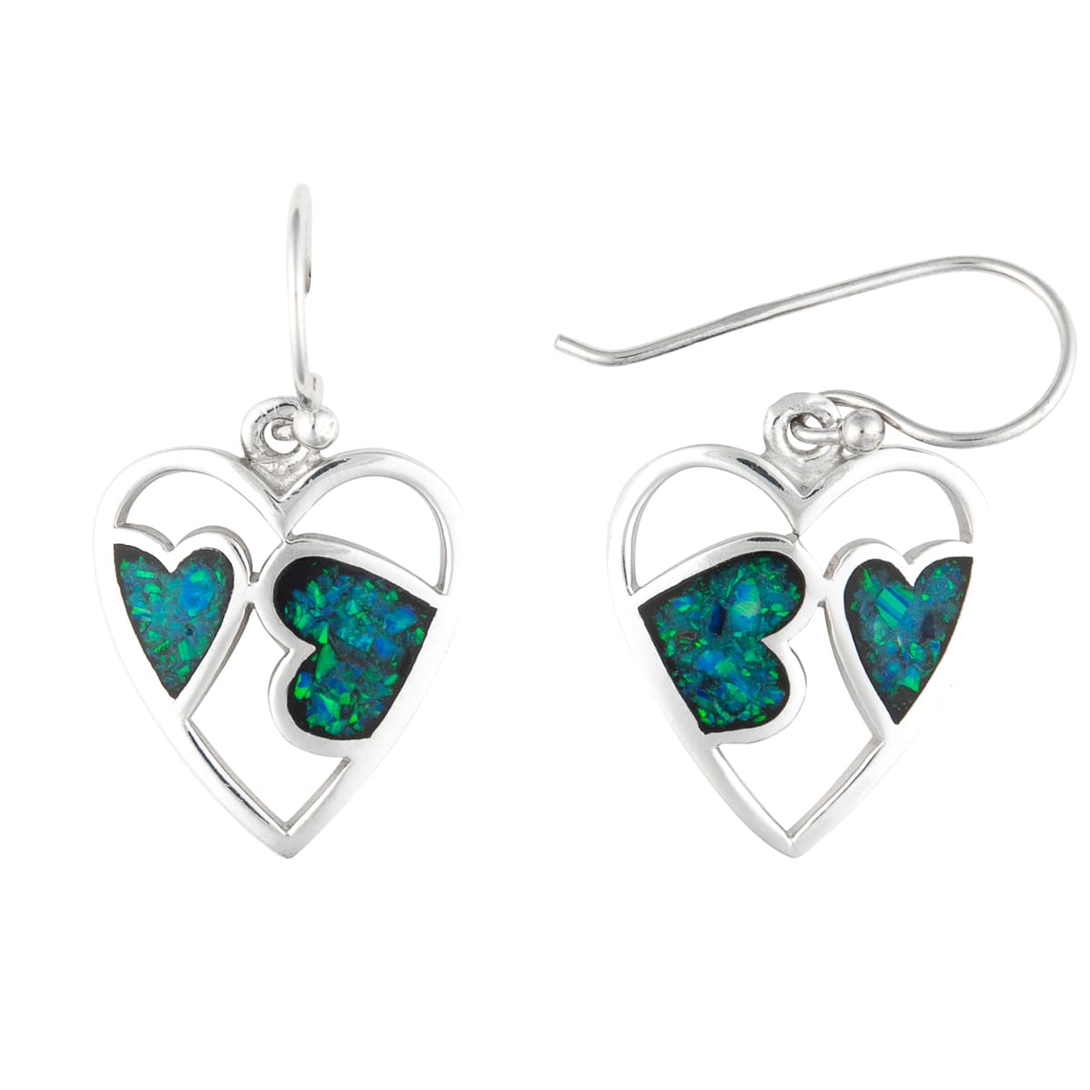 K.V. Fuchs Design Schmuck Damen Herzen Silber Ohrhänger 925 Sterlingsilber mit Recon-Opal in grün »O-OP-5906«