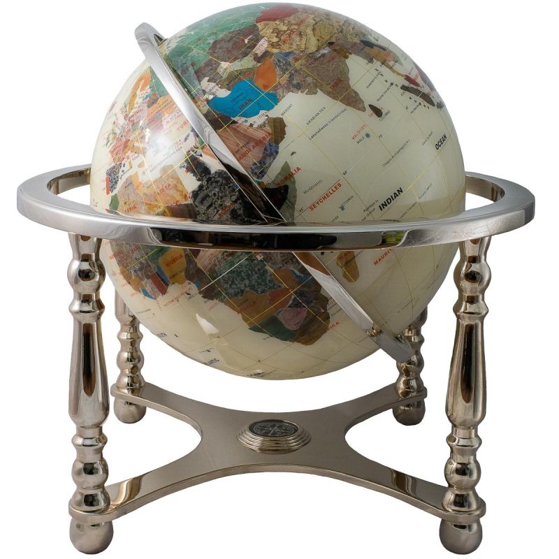 POSEDWRA Edelstein-Globus Handgefertigt - Dekorative Weltkugel Für Arbeitszimmer & Wohnzimmer In 15/22/33cm